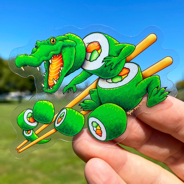 CLEAR STICKER: Gator Sushi Roll