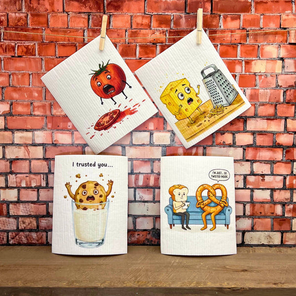 Tomato Homicide Funny Cartoon Swedish Dishcloth - Home Decor