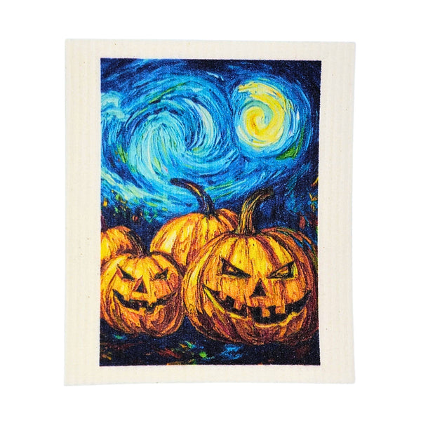 Starry Night Jack-o-Lantern Swedish Dishcloths Fall Decor