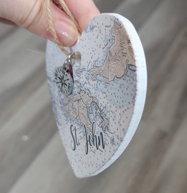 Wood Ornament - Heart Shape- Custom Map Location