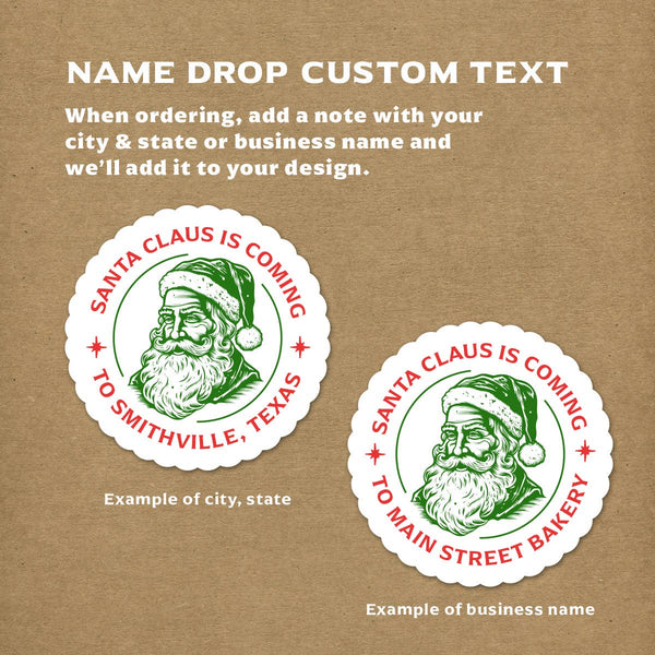 Santa Claus Souvenir Sticker with Your Custom Text
