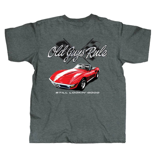 Old guys rule GM Red Corvette dark heather shirt