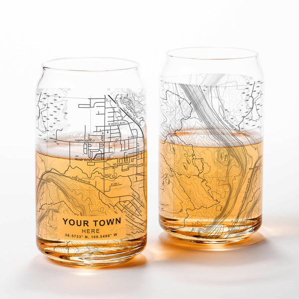 Custom DeLand Topographic Map Pint Glasses