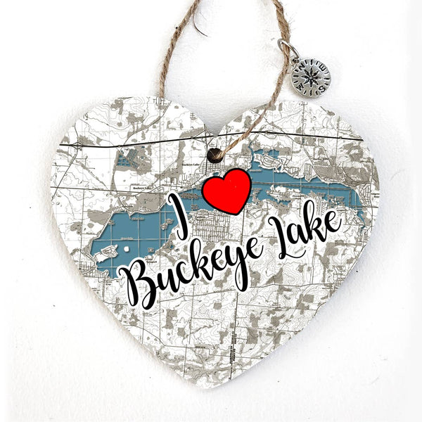 Wood Ornament - Heart Shape- Custom Map Location