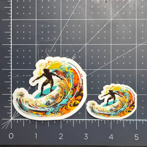 Colorful Surfing Waves Sticker – Transparent or Opaque Vinyl