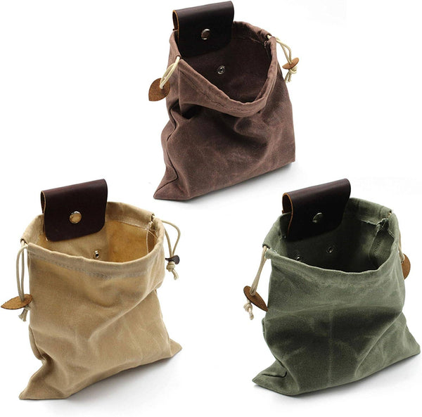 Portable Leather Canvas Foraging Bag Pouch