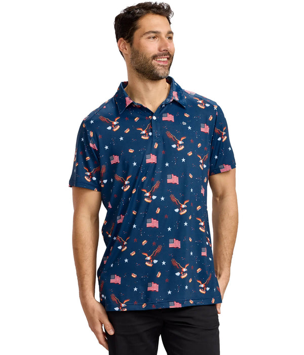 8-Bit Eagle Golf Polo - Men's Patriotic America Golf Shirt