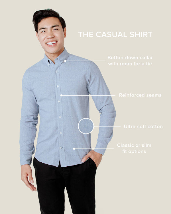 Caden Casual Untuckable Casual Fit Dress Shirt Black - Alynn
