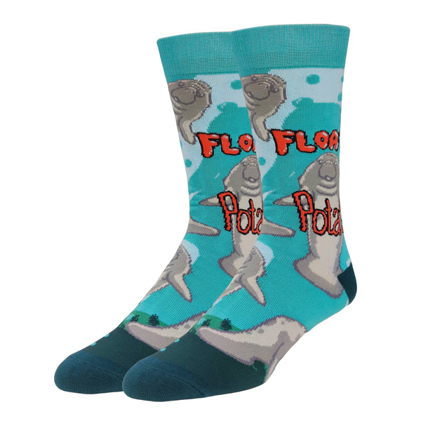 Floaty Potato | Men's Novelty Manatee Cotton Crew Socks