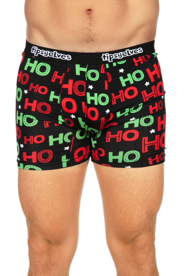 Men’s Red and Green Ho Ho Ho Boxer Briefs