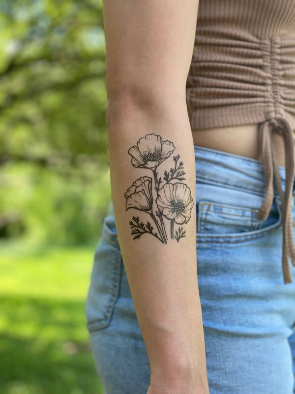 Golden Poppy Temporary Tattoo