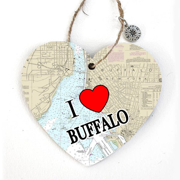 Wood Ornament - Heart Shape- Custom Map Location