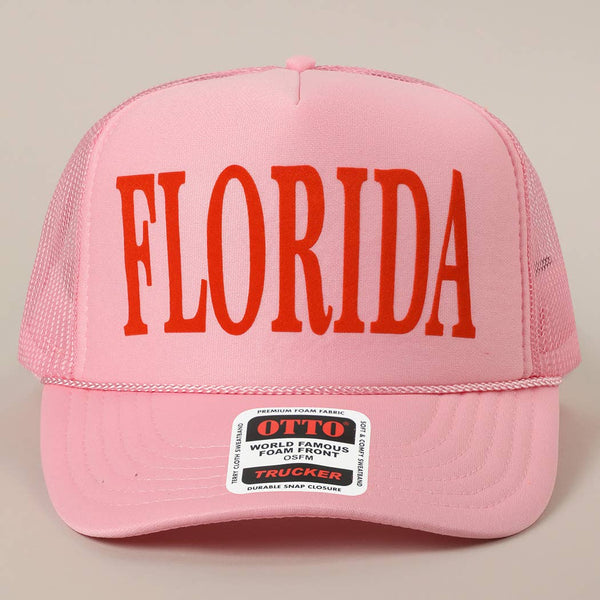FLORIDA Text Printed Mesh Back Foam Trucker Hat