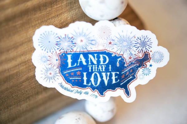 Land That I Love, Patriotic Clear Vinyl Sticker, 3in.