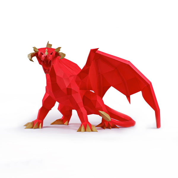 Red PaperCraft Dragon Origami Model