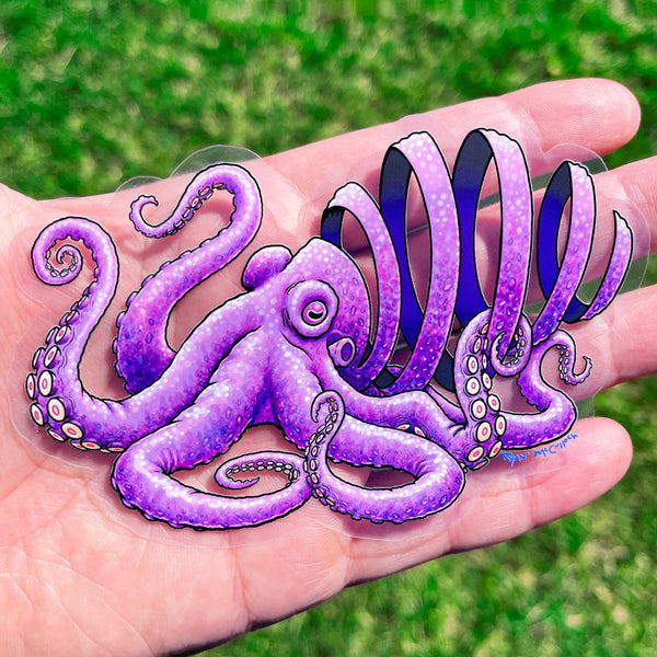 CLEAR STICKER: Spiral Octopus (XL)