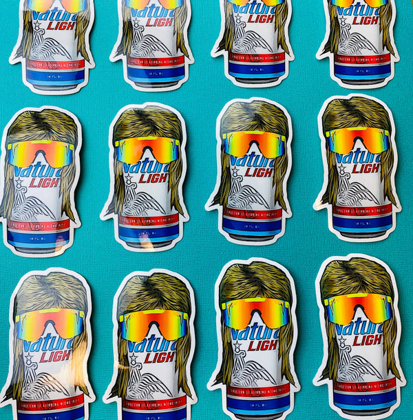 Funny Beer Can Mullet Sticker - Funny Stickers