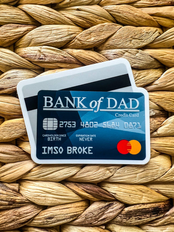 Bank Of Dad, White Vinyl , Sticker, 3 in.