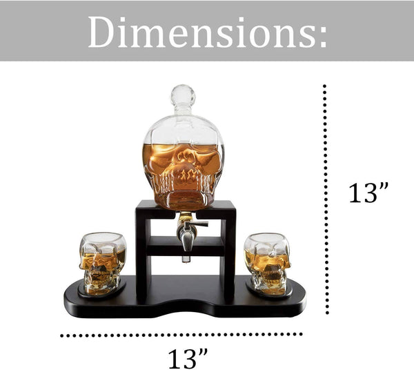Skull Decanter Set & 2 Skull Glasses - 750mL - Halloween