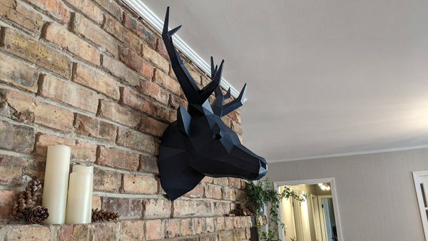 Grey Sapphire Deer Head Origami Wall Art