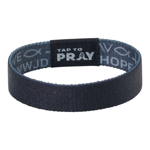 Tap To Pray® Wristband – Symbols of Faith - Grey