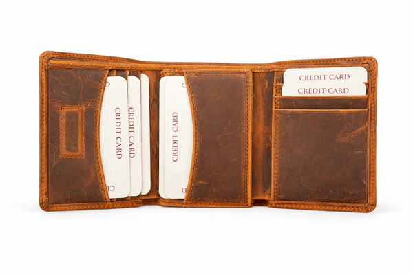 Leather Wallet for Men Handcrafted Distressed Trifold Wallet