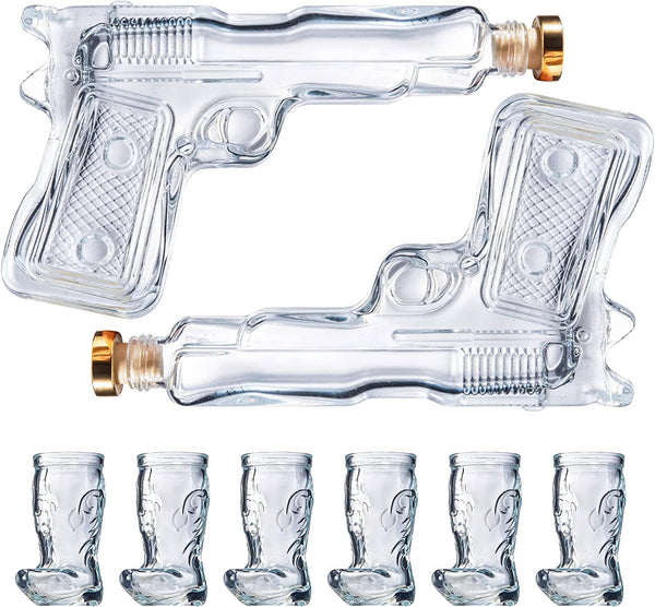 Pistol Gun Decanter & Pistol Shot Glasses Set - Holster