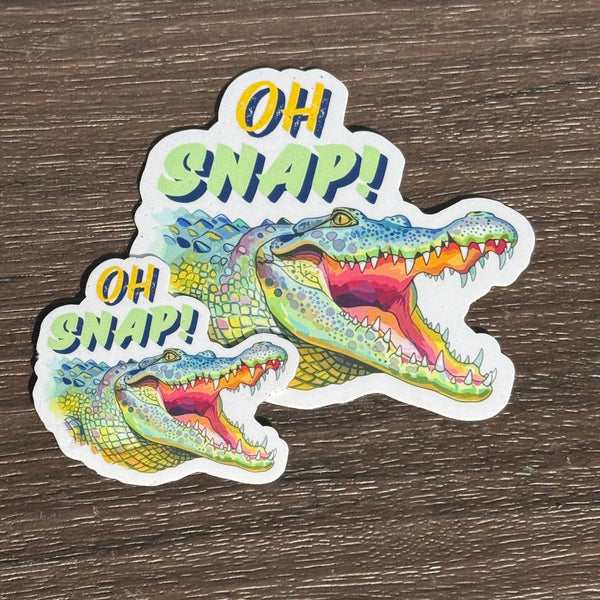 Oh Snap – Funny Alligator Sticker , Bright Pastel Gator