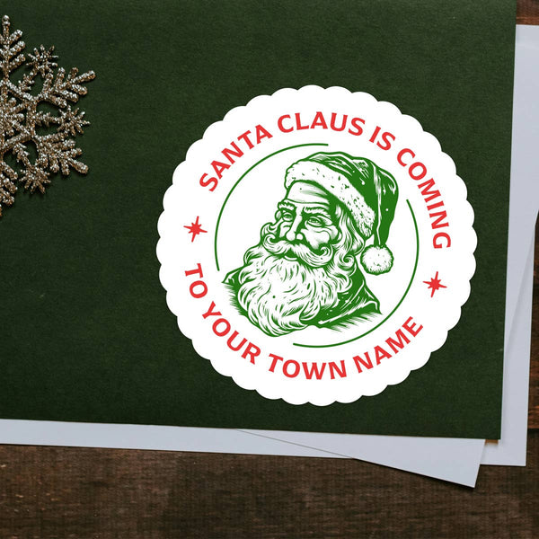 Santa Claus Souvenir Sticker with Your Custom Text