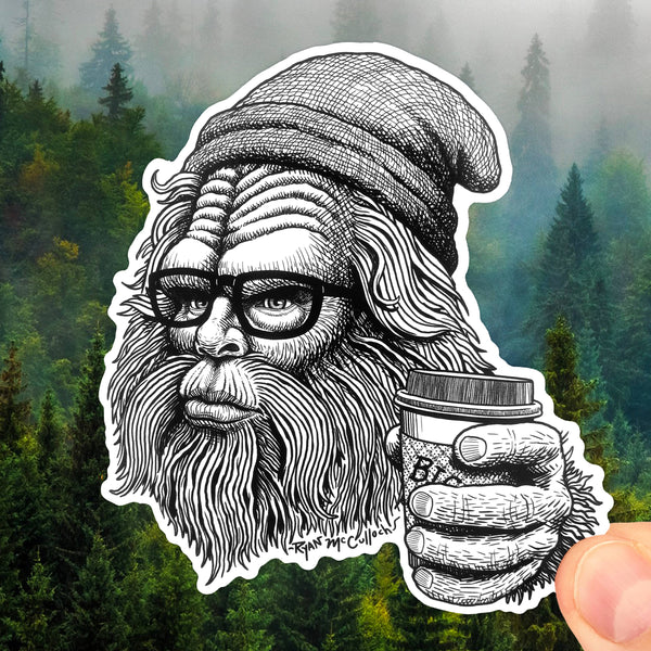 VINYL STICKER: Hipster Bigfoot (Stoic Americana) (4-inch)