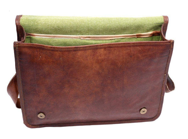 TUZECH Pure Rustic Leather Vintage Genuine Leather Cross-Body Messenger Satchel Bag with Extra Padding (11.3 Inches)