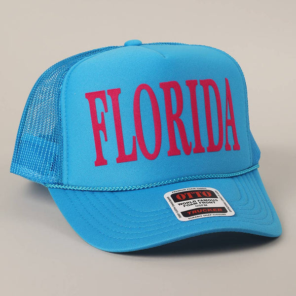 FLORIDA Text Printed Mesh Back Foam Trucker Hat