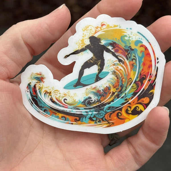 Colorful Surfing Waves Sticker – Transparent or Opaque Vinyl