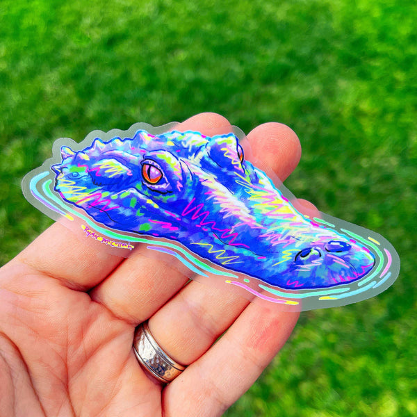 CLEAR STICKER: 1990's Gator (Art Deco Alligator)