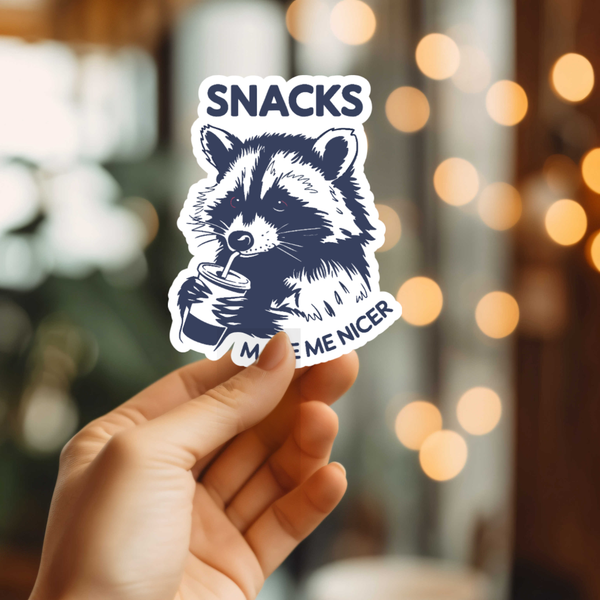 Funny Snacks Make Me Nicer Vinyl Sticker