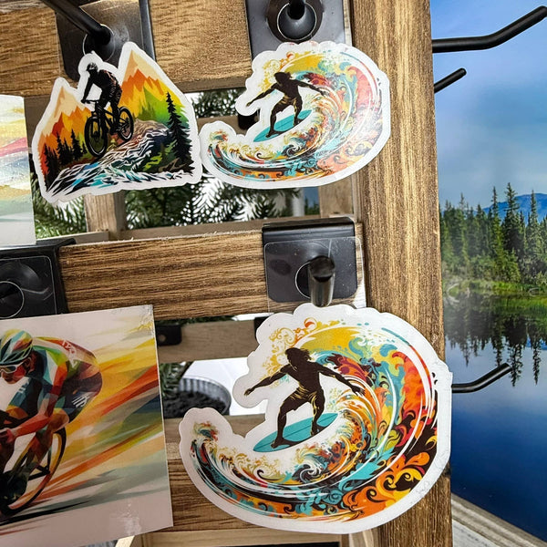 Colorful Surfing Waves Sticker – Transparent or Opaque Vinyl