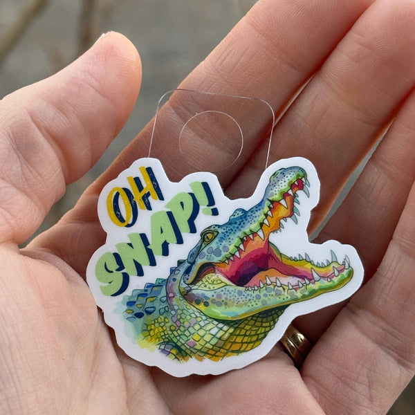 Oh Snap – Funny Alligator Sticker , Bright Pastel Gator