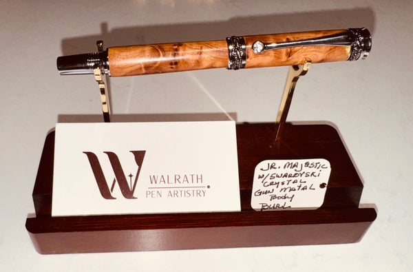 Jr majestic w/swarovski gun metal body burl pen