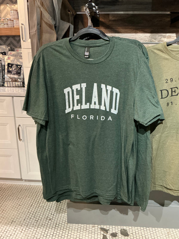 Deland Apparel Company arched Deland, Florida T-shirt, forest green