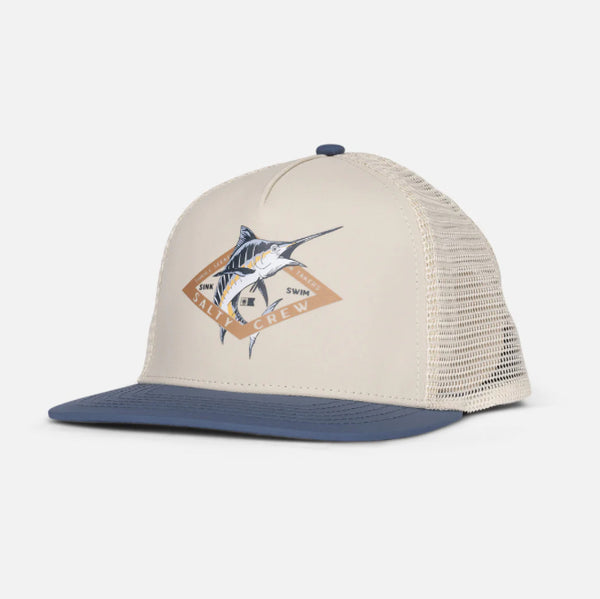 Salty crew diamond marlin boys trucker hat oyster/slate