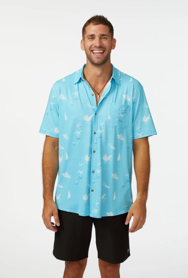 Shaka Kai smuggler woven ss button down