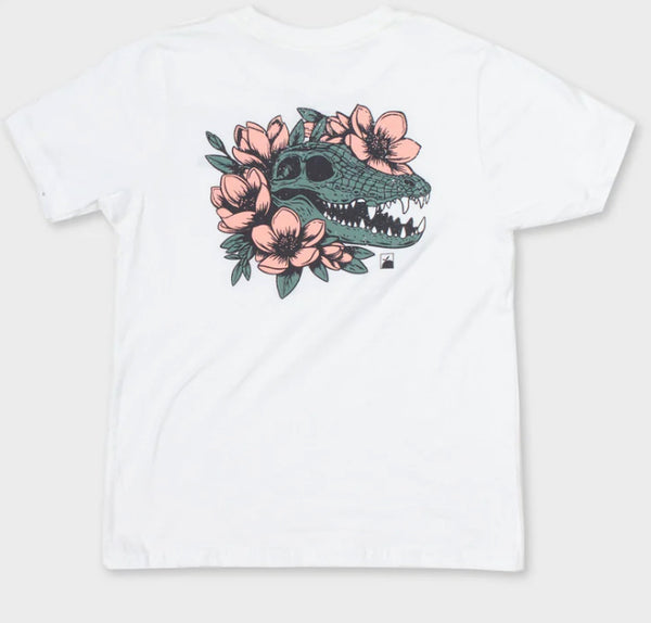 Flomotion youth gator grunge tee white