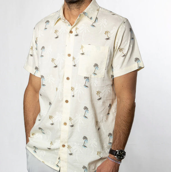 Flomotion Retro Palms Hemp Linen Woven shirt