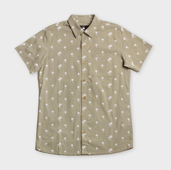 Flomotion Simple Palm Hemp Linen Woven shirt