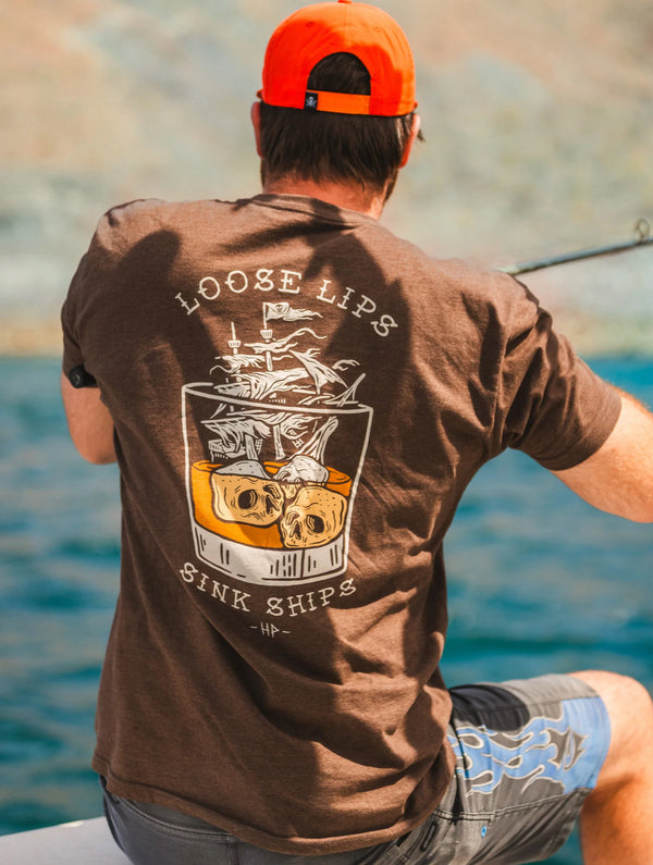 Haggard Pirate loose lips tee espresso heather