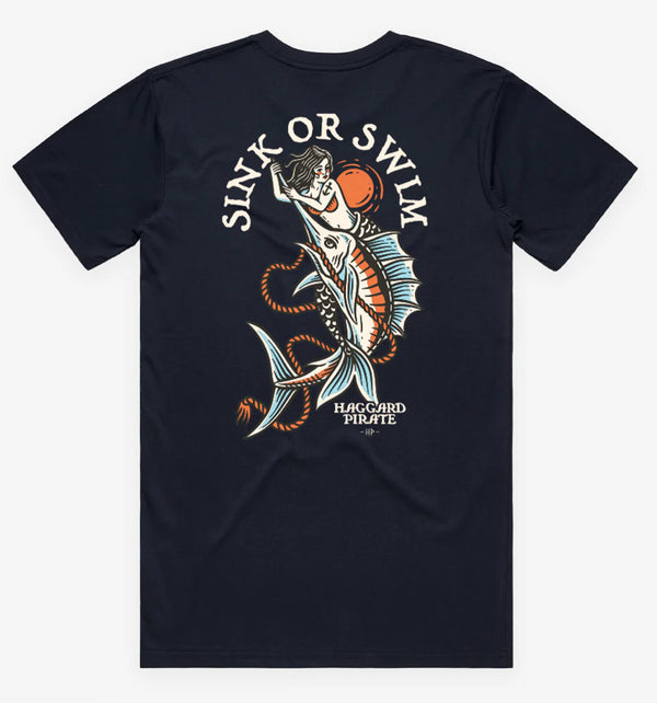 Haggard Pirate sink or swim tee navy