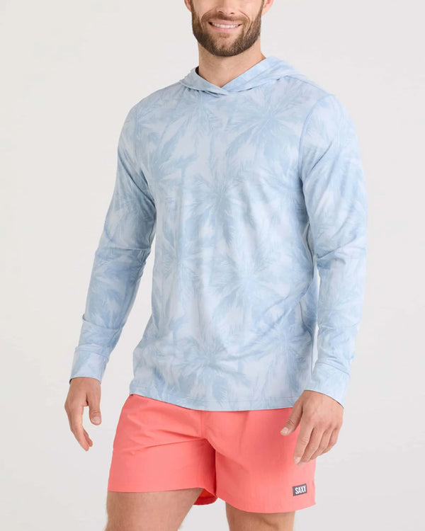Saxx drop temp all day cool vacation vibes blue hoodie