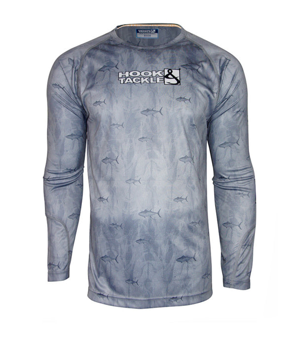 Hook & tackle tuna texture fishing shirt ls grey