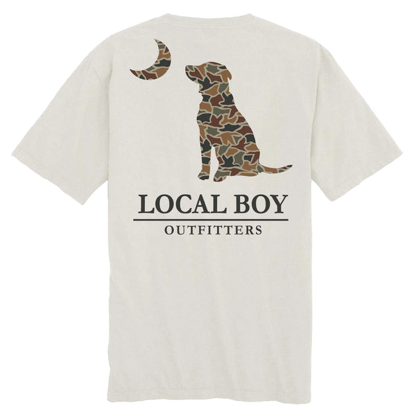 Local boy youth autumn duck camo dog and moon silver