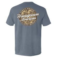 Shield republic dirty hands clean money tee blue